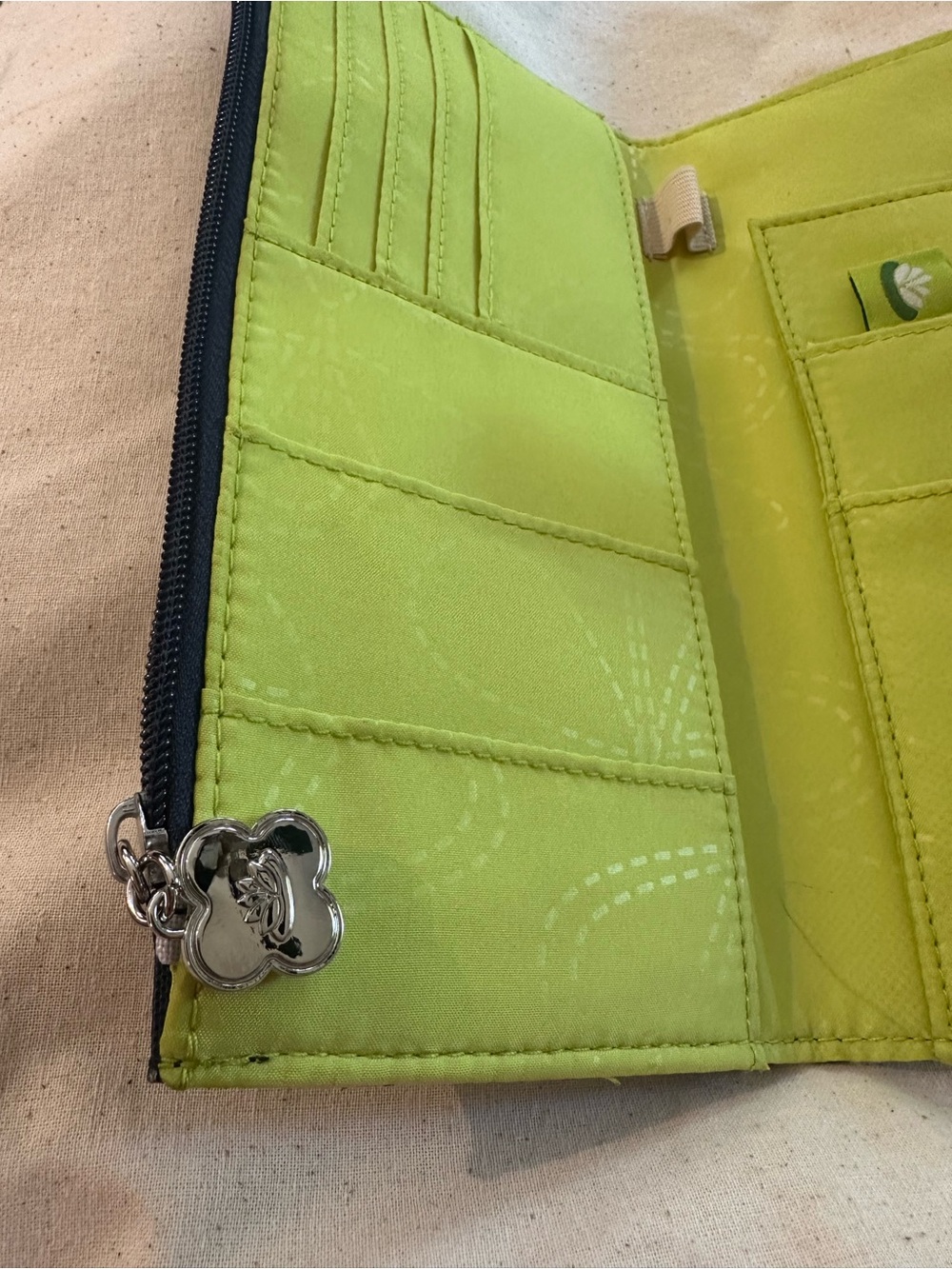 Lily Bloom Navy and White Striped Wallet with Brown Accent - Picture 4 of 4